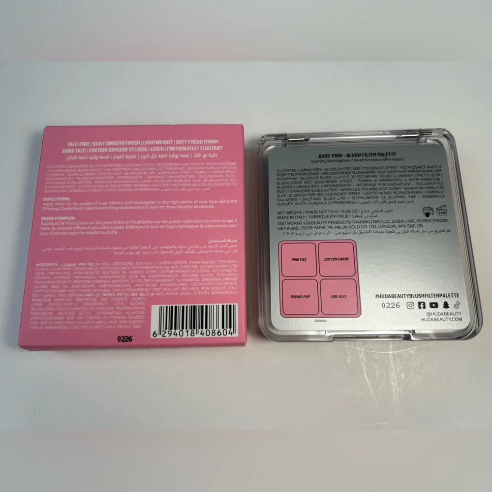 NWT🌷Huda Beauty Blush Filter Blurring Blushlighters Palette in “Baby Pink”